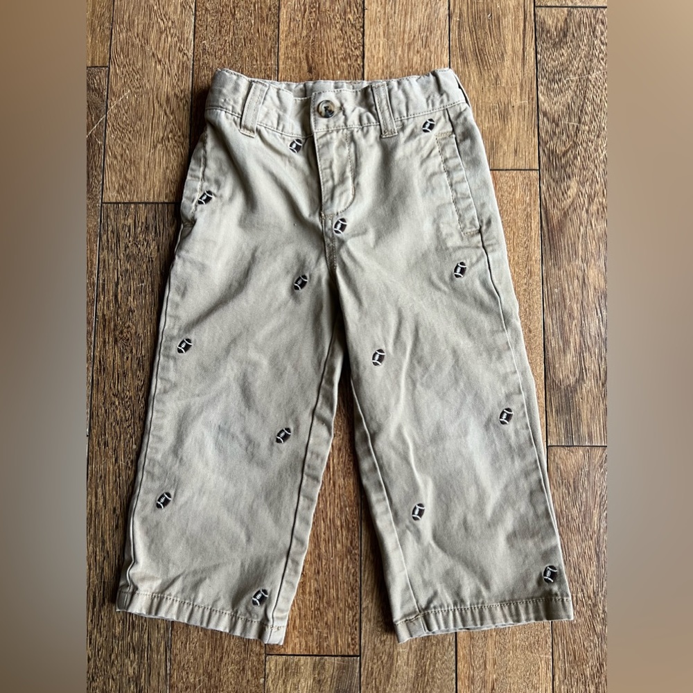 Gymboree khaki pants with footballs